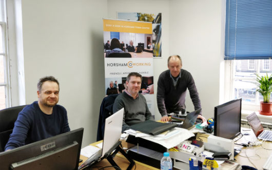 Roger, Matt and Clive in the Horsham Coworking office